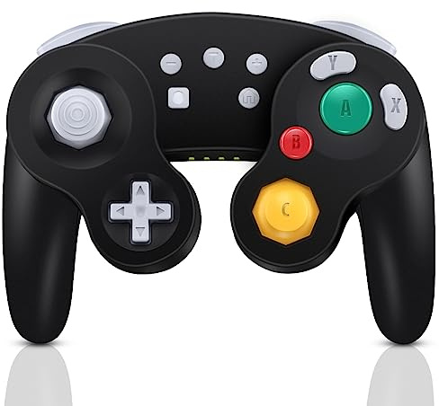 ADHJIE Wireless Gamecube Controller for Nintendo Switch,Wireless Switch Pro Controller for Nintendo Switch/PC/Steam,One-Button Wake Up,6-Axis Gyro Motion,Turbo & Auto Turbo(Black)