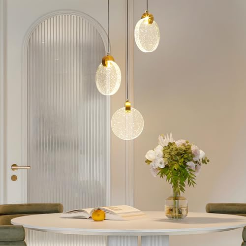 zhxinashu Plafonnier Led, Luminaires Intérieur en Cristal, Lumiere Plafond en Or, Lustre salon moderne Chambre à Coucher Îlot de Cuisine Escalier Couloir (3 Lumières, Lumière Chaude)