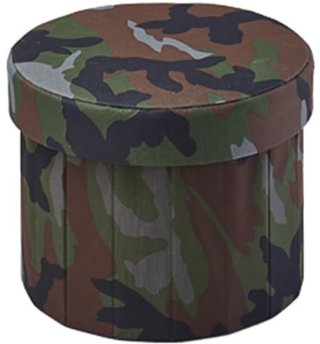 WC Faltbar Auto Toilette Unterwegs Tragbare Runde Für Fernreisen Campingtoilette, Multifunktionaler Aufbewahrungshocker Für Mülleimer, Notfallversorgung Im Freien (Color : Camouflage, S : 30.5 * 25cm