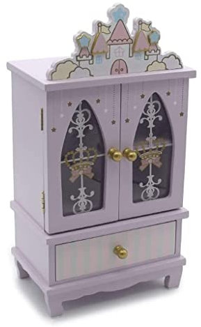 GOOPEEG Ohrring-Aufbewahrungsbox Lila Juwelenschrank In Schlossform Mit Schublade, Schmuck-Organizer, Schmuckkästchen, Schmuckkästchen Für Mädchen, Geschenk Schmuck-Organizer