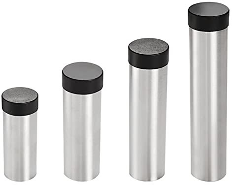 4 Stück Türstopper aus Edelstahl 304 mit schalldämpfendem Gummipuffer, funktioniert auf jeder Oberfläche, Türstopper zur Wandmontage mit Schrauben, gebürstete Türstopper