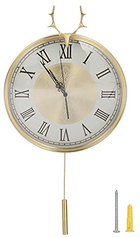 Mumusuki Wanduhr, Stille Kupfer-Pendel-Wanduhr Im Europäischen Stil, Reine Kupfer-Pendeluhr für Wohnzimmer-Innendekoration