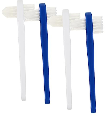 COLLBATH Prothesenzahnbürste für Zahnprothesen Doppelkopf Design Pp Material 4 Stück-pack Handlich für Mundpflege und Leichte Reinigung