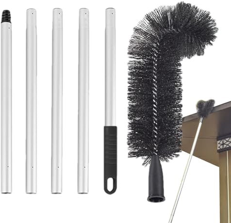 Telescopic Gutter Cleaning Tools, 5 Aluminum Pole Extendable Guard Cleaner Tool, Extendable Gutter Cleaning Brush, Telescopic Gutter Cleaner, Easily Clean Gutters to Leaves & Debris