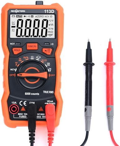 COVVY Multimètre numérique, 6000 comptes, testeur multimètre, ohm, volt, testeur avec rétroéclairage LCD, multitesteur portable pour mesurer le courant de tension OHM AC DC, résistance, capacité,