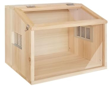 Hamsterburar i trä med klar vy ren akryl marsvin bur öppningsbar topp med akrylark tuggsäker ventilator (40 x 30 x 30 cm)