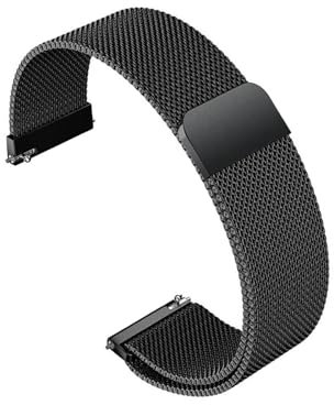 ZLZKJS Edelstahl Mesh Uhrenarmband, 14mm 16mm 18mm 20mm 22mm 24mm Magnetverschluss Smartwatch Schnellverschluss Metall Ersatz Armband für Damen Herren Watch Uhren Ersatzband (Schwarz, 20mm)