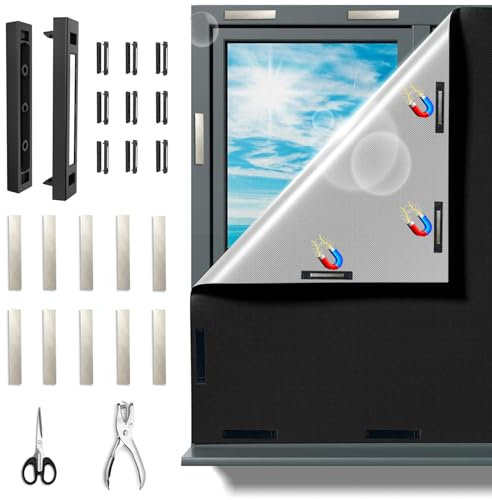 Magnete für Verdunklungsstoff Sets, Fenster Verdunkelung 100% lichtundurchlässig, 100x150cm verdunkelungsrollo ohne Bohren, Wird mit sämtlichem Montagezubehör Geliefert