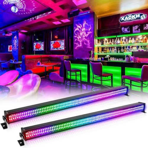 336 RGBW LED Barre Wallwasher, Lumière de Scène Console, Stroboscope Tempête Chapiteau Effet pour DJ Bar Soiree Fête Disco Éclairage Mariage Halloween Noël, 2 pièce