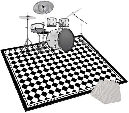 Schlagzeug Teppich, Rutschfest Schalldicht Drum Teppich Matte Innen und Außen, Elektronisches Jazz Schlagzeug Kit für Bass Snare Drum Schlagzeugteppich, Schallschutz Teppich für Anfänger 210 x 180 cm