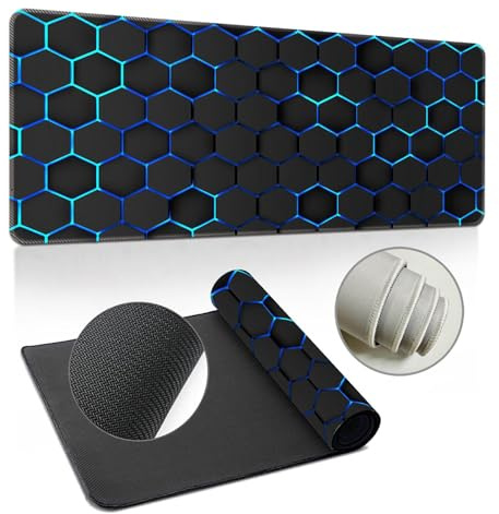 Highdi Gaming Mauspad XXL/XL, Groß Schreibtischunterlage Großes Mousepad Gaming PC Schreibtisch Matte Desk Mat Vernähte Kanten für Büro, Tastatur, Laptop (Bienenstock 1,300 * 800 * 3mm)