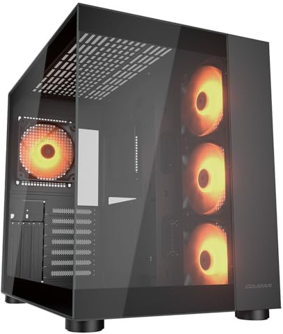 Cougar Gaming FV150RGB - Caja de ordenador para PC Mini-ITX, Micro-ATX y ATX - Doble habitación - Compatible con GPU de 400 mm - ARGB - Refrigeración avanzada - Hasta nueve ventiladores (Negro)