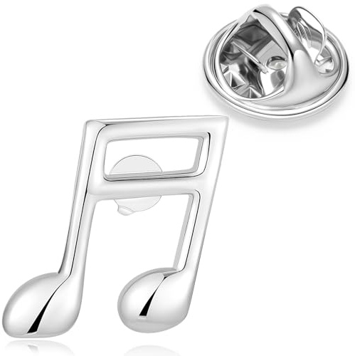 HONEY BEAR 1 Stück Broschen Pins Musical Musik Anmerkung für Herren/Damen Anzug Hemd, Geschäft Hochzeit Geschenk,Silber