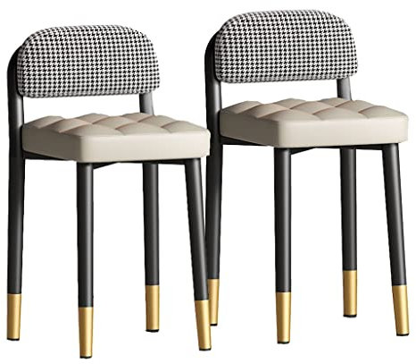 Generisch Esszimmerstühle, 2er-Set, stapelbarer Stuhlhocker, Moderne Küche mit schwarzen Metallbeinen, ledergepolsterter Akzentstuhl, Beistellstuhl für weiche Sitze im Schlafzimmer (/Beige C