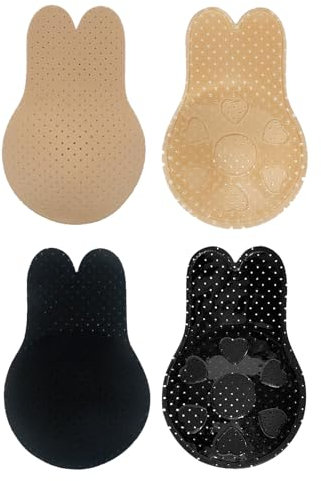 LHLZNB Invisible Backless Bra Strapless -Adhesive Silicone Push Up Bra Cups with Removable Strap, Reusable Nipple Covers for Wedding Deep V Dresses，Stick. (UK, Cup & Band, E, Standard, E/F)