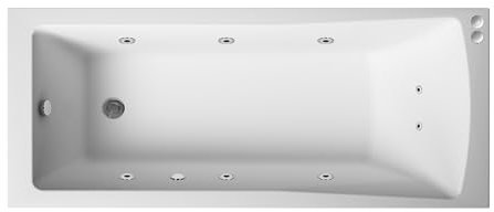 Balterley 1700 x 700mm Square Whirlpool Shower Bath with 8 Chrome Jets, Straight Single Ended Gloss White Soaking Shower Bath, Acrylic Baths for Bathrooms, Straight Square, Adjustable Leg Set (White)