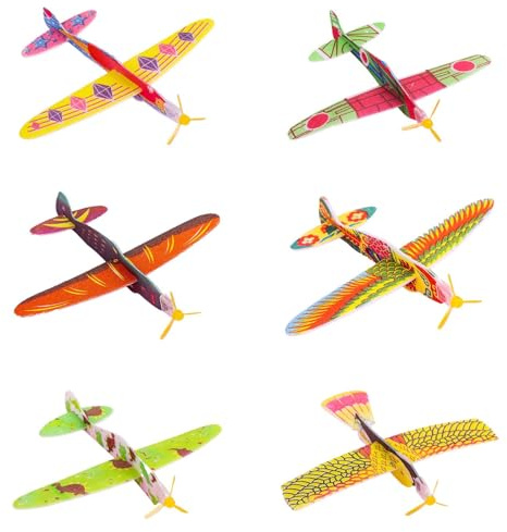 Henyall 12Pcs Foam Gliders Plane for Kids,Classic Kids Plane Toys-Easy Assembly,Party Bag Fillers,Toys Game Prizes for Childrens,Outdoor Flying Tóys for Boys & Girls（Six Styles）