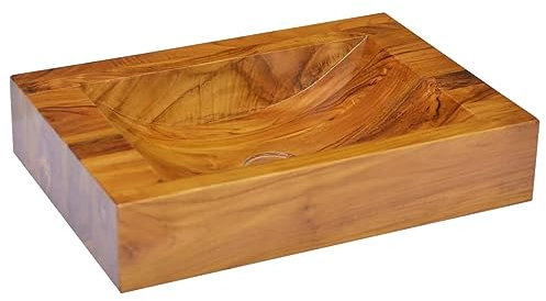 Lavabo de salle d'eau vasque à poser de toilette lave-mains de salle de bain lavabo de salle d'eau intérieur 50 x 35 x 10 cm bois de teck massif 02_0002873