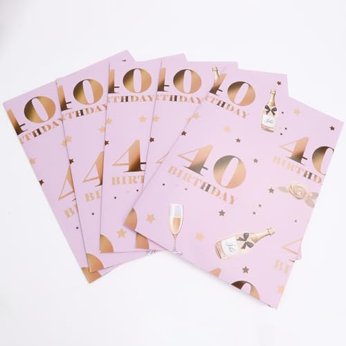 Gleemix Rosegold Gift Wrapping Geschenkpapier Frauen für 40th Birthday, 5 Stück 70x50cm Rosa Geschenkpapier Geburtstag 40, Rosa Umweltfreundliches Kraftpapier für Mädchen Frauen 40 Geburtstag