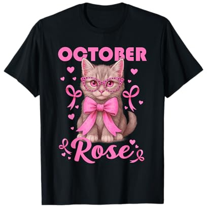 Octobre Rose Chat Cancer du Sein Cadeau Octobre Rose T-Shirt