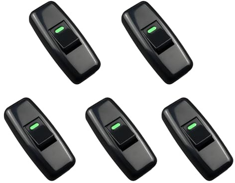 Leloco Schnurschalter 250V 10A 2-polig Zwischenschalter Schwarz 5 Stück | Kabelschalter für Tischlampen. Einfache Montage ohne Schweißen. Hitzebeständiges PC-Gehäuse. Für 2-adrige Kabel bis 6,5mm.