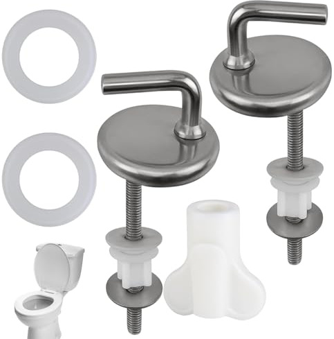 2 PCS Toilet Seat Fittings, Universal Toilet Seat Hinges and Fixings, Easy Installation Replacement Kit for Most Standard Toilets, Durable Toilet Seat Repair Parts, Easy & Fast Installation