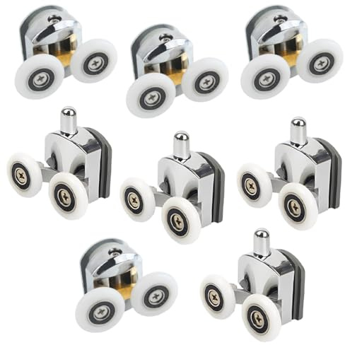 WeddHuis 8 pièces 25mm Roulettes de Porte de Douche, Roulette porte coulissante douche, Doubles,durables et silencieuses, Roulette douche, Porte de douche, Roulettes porte coulissante douche