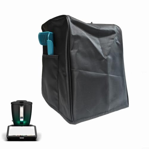 Esclusiva protezione antipolvere premium per Bimby TM7 multicooker, tessuto Oxford imbottito nero con tasche per accessori, antibatterico e impermeabile, accessorio per robot da cucina per TM7