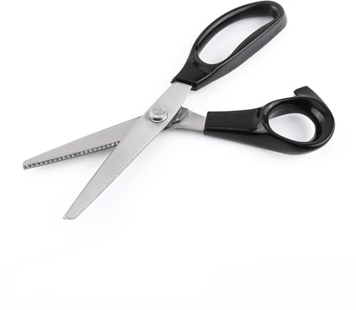 Professionelle Schneiderschere, Zackenschere, Edelstahlklingen, runde dreieckige Kante, Stoff, dekoratives Schneidwerkzeug zum Nähen, Basteln, Schneidern, 23 cm Länge (zm)