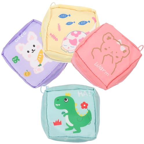MUSISALY Lot de 4 Trousses de Maquillage Portables à Motifs Animaux Paquet de Rangement Cosmétiques et Serviettes Hygiéniques Petit Format Multifonction Pratiques pour Paquet Toilette