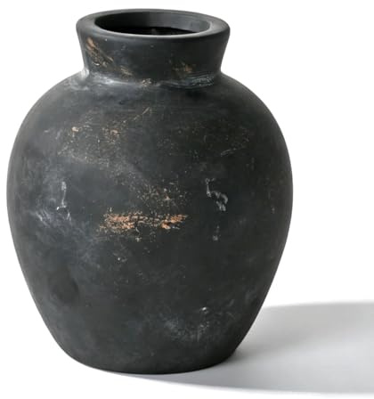 Sawoake Rustic Terracotta Pot, Bronze Ceramic Flower Vase 6.1 Inch, Farmhouse Boho Centerpiece for Home Decor, Living Room, Table, Shelf, Mantel & Bathroom