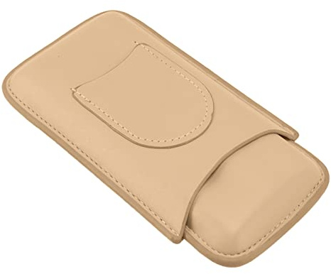 Rcniso Cigarrfodral High End Läder Mode Portable Resecigarrhållare Fodral för 3 Cigarrer (Gyllene)