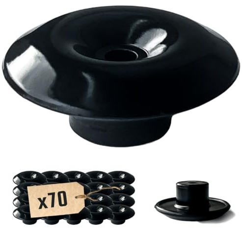 TECPLAST Lot de 70 Crochets Champignons pour bâche - Noir - CC70 - Crochet de Fixation bâche - Pergola, Piscine, Remorque