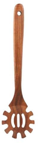 Poignée ergonomique Cuillère de service en bois naturel pour pâtes Surfaces antiadhésives Pinces à spaghetti Outil de cuisine facile à nettoyer Louche de cuisine professionnelle