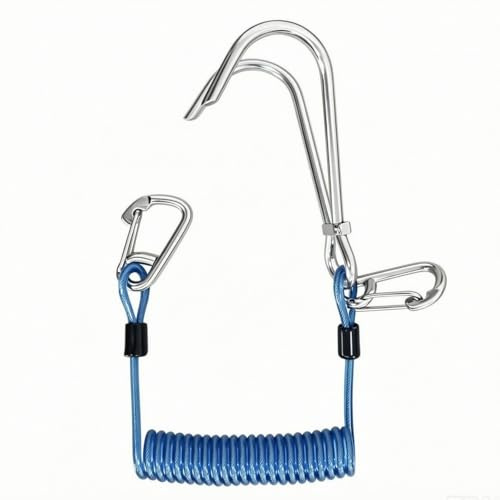 Qianly Cuerda Elástica de Buceo con Ganchos Doble Mosquetón Cuerda Bungee Cable en Espiral Cuerda de Elástico Tipo Resorte Adecuada para Sujeción en
