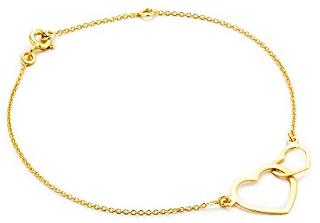 OROVI Armband - Armreif Damen Gelbgold 9 Karat / 375 Gold Kette mit Herz 18 cm Armband in Italien hergestellt