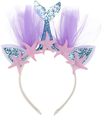 Lurrose Meerjungfrau Stirnband Glitter Haarband Party Kopfschmuck Haarschmuck für Kinder Kinder (Blau mit Seestern)
