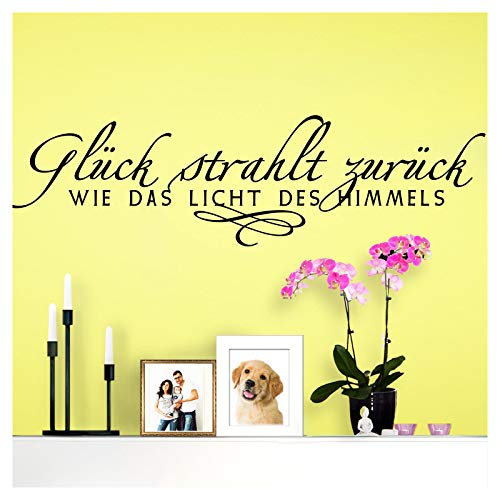 Wandaro Wandsticker Spruch Glück | schwarz 85 x 23 cm | Wandaufkleber Flur Wandspruch Wohnzimmer Wandtattoo Aufkleber W3471 …