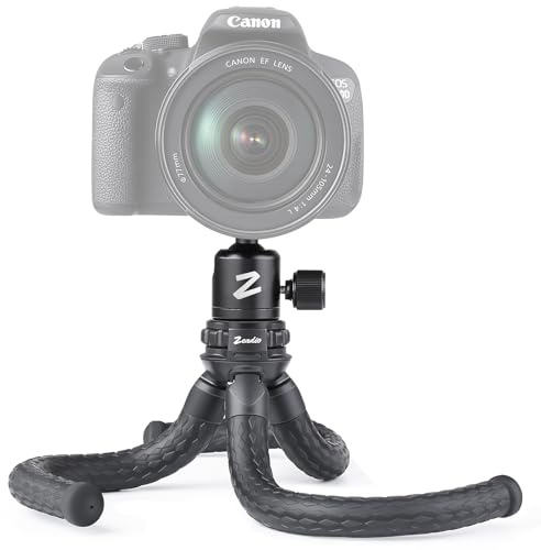Zeadio Flexible Camera Tripod Kits, with Metal Ball Head Mount, cellphone tripod holder and Standard adapter for Gopro, Camera,Camcorder, DSLR, Action Cameras etc