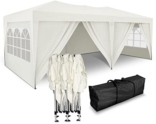 Kronenburg Faltpavillon wasserdicht Pavillon mit 6 Seitenteilen, Gartenzelt, 3x6 m - mit UV Schutz 50+, Champagner