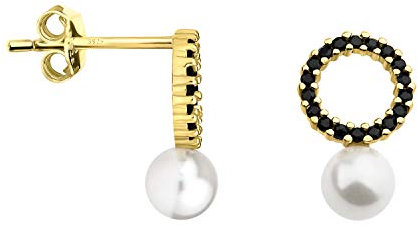 SOFIA MILANI - Damen Ohrringe 925 Silber - vergoldet/golden - mit Zirkonia Steinen - Kreis Perlen Ohrstecker - 20913