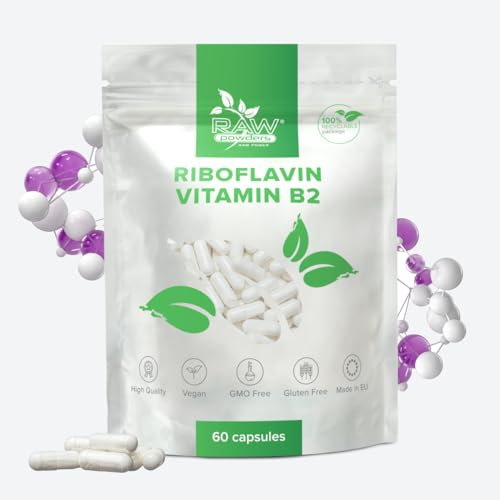 Riboflavin (Vitamin B2) 100mg, 60 Kapseln – Unterstützung für Energieproduktion & Hautgesundheit – Reine Zutaten, GMO- & Glutenfrei von Raw Powders