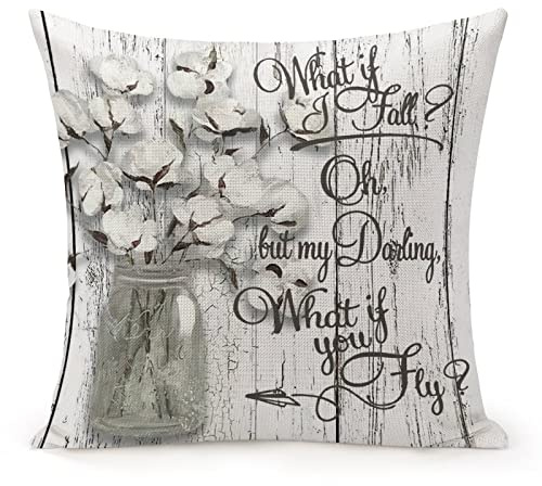Pillow Cases for Home Decor Farmhouse Cushion Cover Cases 20x20 for Baby Boys Girls Kids Room,What If Fall Wood Grain Glass Bottle Floral Cushion Cover Cases Anniversary Pillow Gifts