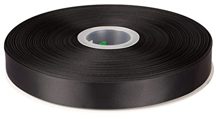 Fondersy 22 mm X 91 M dubbelsidiga satinband svart polyesterband för presentinslagning bröllopsdekoration blomsterarrangemang hantverk