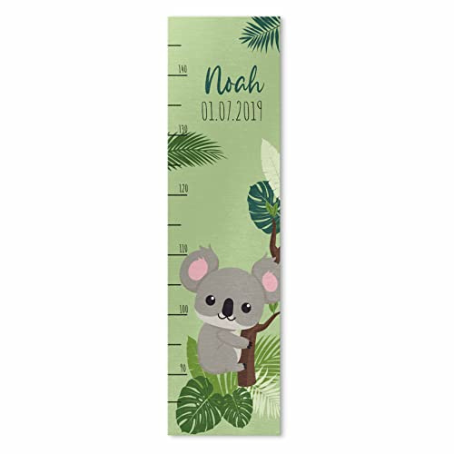 Messlatte Kind Holz personalisiert mit Namen & Größe Skala - niedliche Kindermesslatte mit Koala Dschungel Design - Kinder Messleiste für Baby 1 Kleinkind - Kinderzimmer Größentabelle - Mädchen Jungen