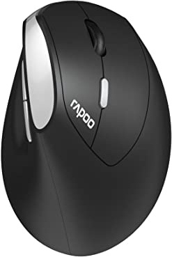 Rapoo EV250 Vertical Silent Mouse Wireless - Vertikale Maus kabellos 2.4G | leise Klicks silent, ergonomische Form, 5 Tasten Vertikalmaus ohne Kabel, 2.4G wireless, einstellbar bis 1600 dpi, schwarz