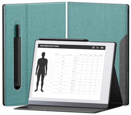 OLAIKE Book Folio Case für Remarkable 2 Paper Tablet 10.3 2020 Release, Smart Cover aus Premium-Stoff mit Stifttasche, stabiles Klappständer-Design (Nicht für Remarkable 1), Graugrün
