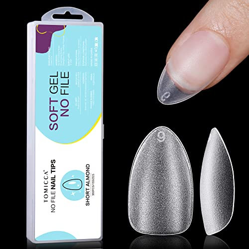 TOMICCA Alomnde Kurze Nagel Tips-Nageltips,Soft Gel Tips Full Cover Nail Tips Pre-Shaped Matt kunstnägel Gelly Tips für Gelnägel-360 Pieces 15 Sizes