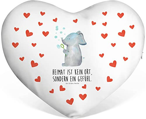 Mr. & Mrs. Panda Herzkissen Elefant Seifenblasen - Geschenk, Heimat, Elefanten, Verlobung, Valentinstag, Lustige Sprüche, Kuschelkissen Herz, Liebeskissen, Liebesspruch, Liebe, Jahrestag