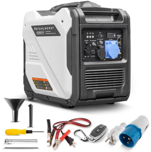 STAHLWERK IG-5500 ST Benzin-Generator mit 5,5 kW / 7,48 PS, Invertertechnik | Stromgenerator, Stromerzeuger und Notstromaggregat mit Fernbedienung & E-Starter, verbrauchseffizient und wartungsarm